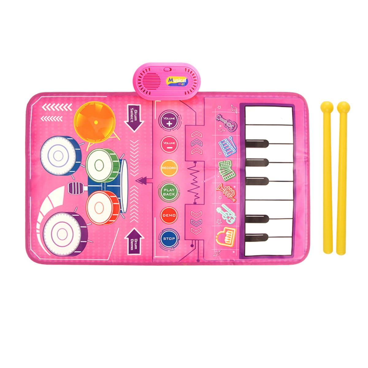 3 in 1 Musical Mat for Toddlers 1-3, Piano Mat & Drum Mat with 2 Sticks, Early Educational Learning Toys for 12-18 Months Baby, Animal Touch Play Blanket Birthday Gifts for 1 2 3 Year Old Boys Girls