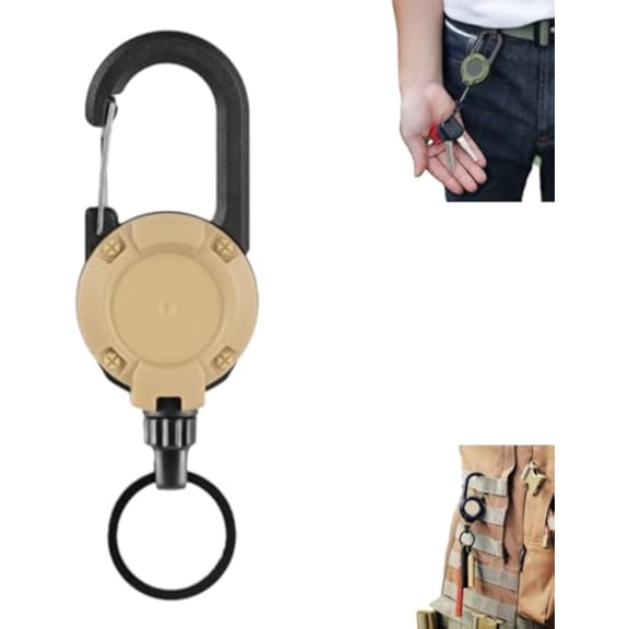 3 in 1 New Multifunctional Retractable Pull Reel Keychain, Heavy Duty Badge Holder, Badge Reel Keychains, Retractable Keychains Heavy Duty, with 24 Inches Steel Cord