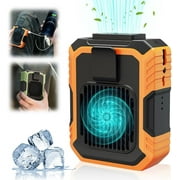 3 in 1 New Portable Mini Waist Fan for Under Shirt Outdoor Waist Fan Belt Clip Fan, Rechargeable Waist Mounted Electric Fan Wearable Personal Clip Fan (Orange)