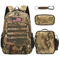 thumbnail image 1 of Camo Backpack 3 in 1 Set with Lunch Box & Pencil Case for Boys, 19 Inch School Bookbag for Kids Teens Elementary Middle High School, Lightweight Durable Bag for Outdoor Camping Trave, 1 of 7
