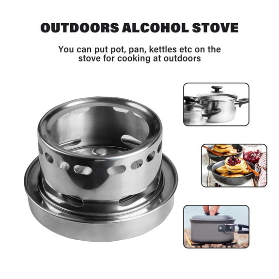 3 1 Outdoors Stainless Steel Alcohol Stove Portable Burner Furnace Adjustable Firepower Rustproof Anti-corrosion Cooking Barbecue Camping Hiking Picnic