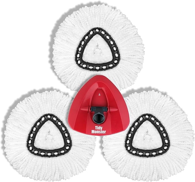 3-Pack Spin Mop Replacement Heads – Microfiber, Fits O-Ceda EasyWring Mops, Machine Washable