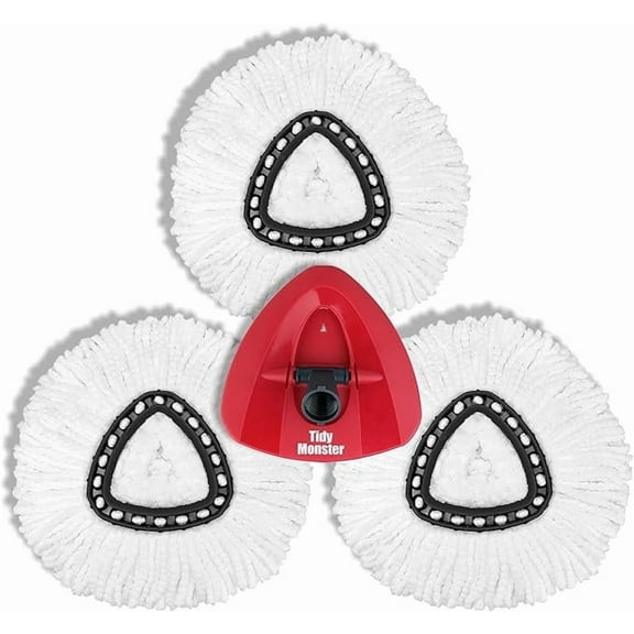 3+1 Pack Mop Replacement Heads for O-Ceda EasyWrin Spin Mop, Easy Cleaning Head Replacement, Microfiber Refills, with 1 Rotating Base (mop 3pc+Base 1pc)