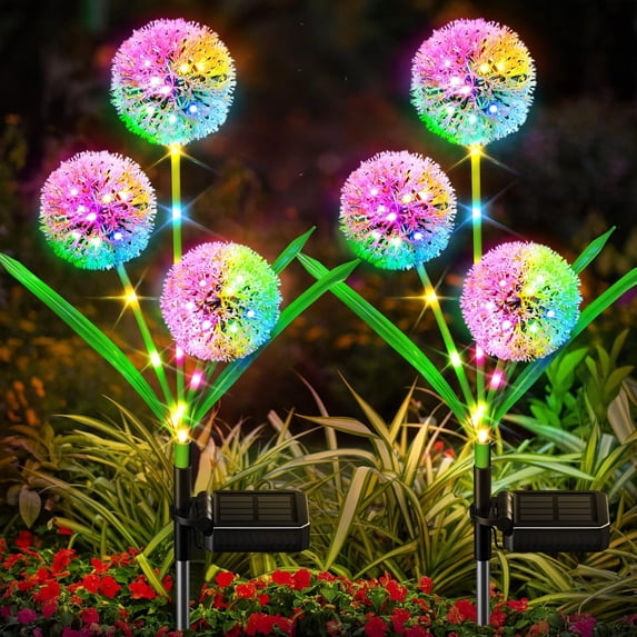 3/1 Pack Upgraded Solar Dandelion Garden Light Decorative Landscape Lighting Solar Lights Outdoor Garden Decor - Waterproof Outside Color Gift for Mothers Day Decoration for Yard Lawn Patio