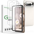 thumbnail image 1 of (3+1 Pack) amFilm tempered glass screen protector & camera lens protector for Google Pixel 8 Pro, Ultrasonic Fingerprint Compatible, with Easy Installation Frame, Anti Scratch, Bubbles-Free, 1 of 7