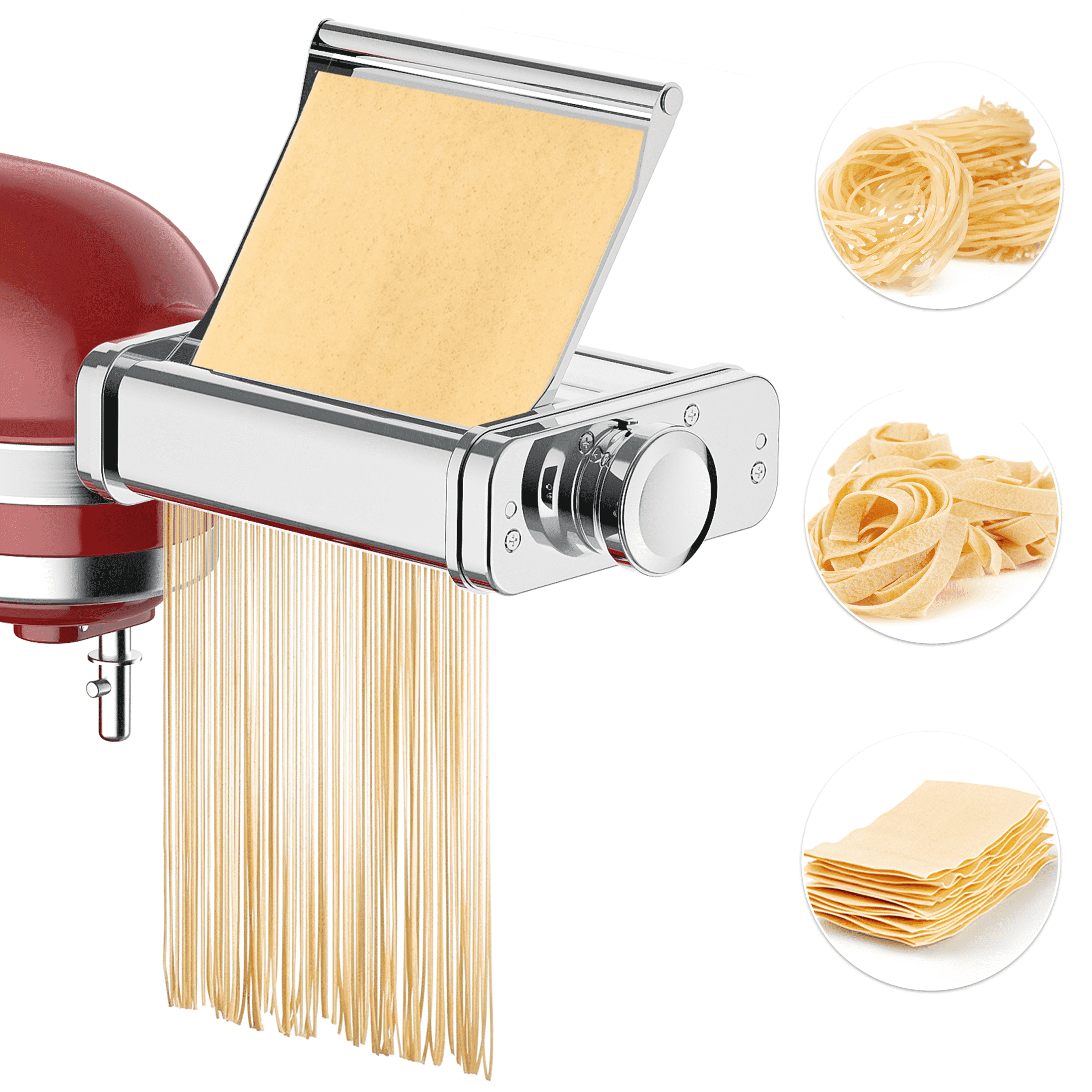 GVODE 3-in-1 Stainless Steel Pasta Attachment for KitchenAid Stand Mixer, Pasta Maker Attachment with Pasta Roller, Spaghetti & Fettuccine Cutter