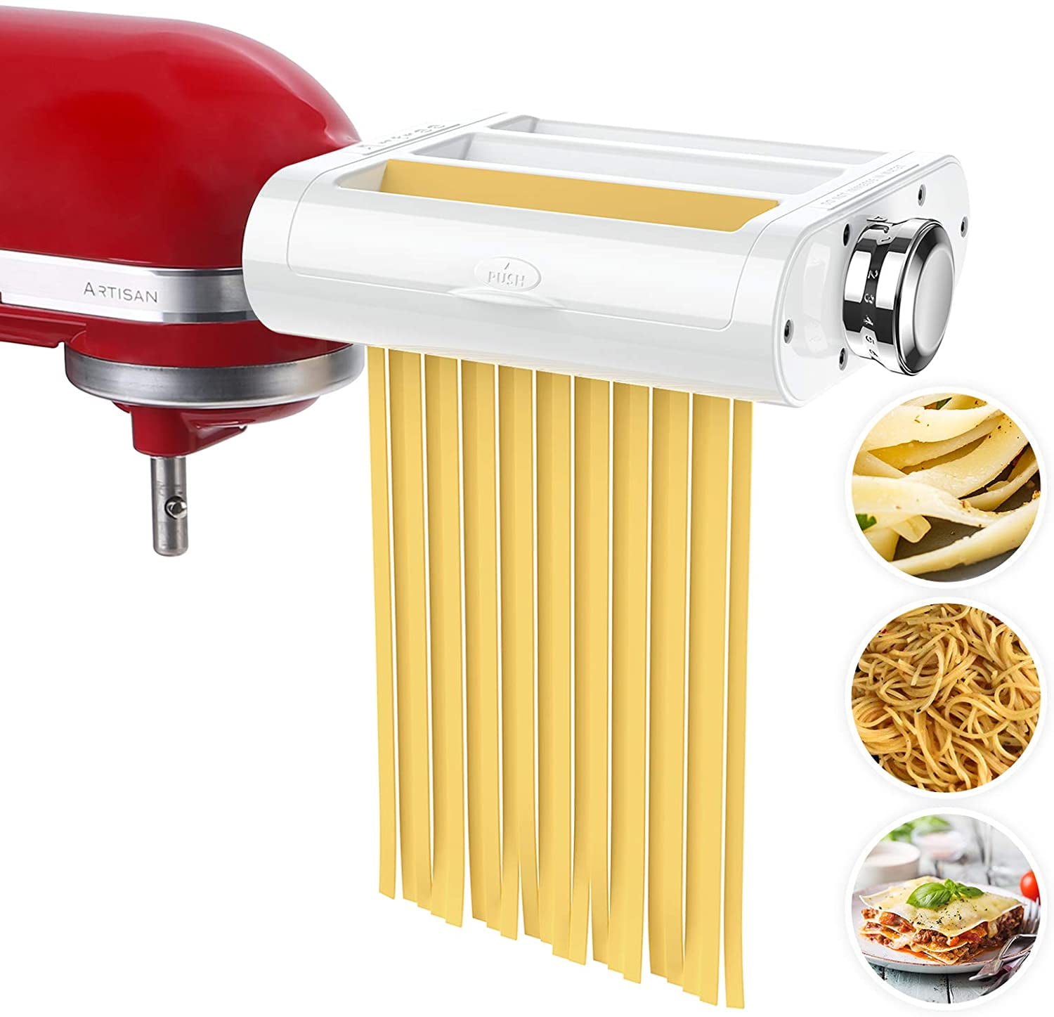 3-1 Pasta Maker Attachment for KitchenAid includes Pasta Sheet Roller attachment & Spaghetti Cutter & Fettuccine Cutter attachment