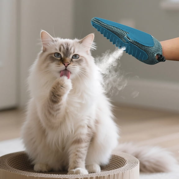3 in 1 Pet Grooming Glove Hair Remover Mitt with Spray Silicone Tips Deshedding Massage Double Sided for Dog Cat Couch Carpet Furniture Reusable Washable