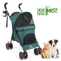 3 in 1 Pet Stroller for Small Dogs and Cats, Foldable Pet Stroller with Adjustable Handle, 6 Wheels, Breathable Mesh, Large Capacity, Easy to Carry, Green (Dark Green)