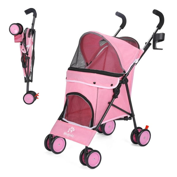 3 - in - 1 Foldable Pet Stroller for Small Pets - 6 Wheels, Adjustable Handle, Breathable Mesh
