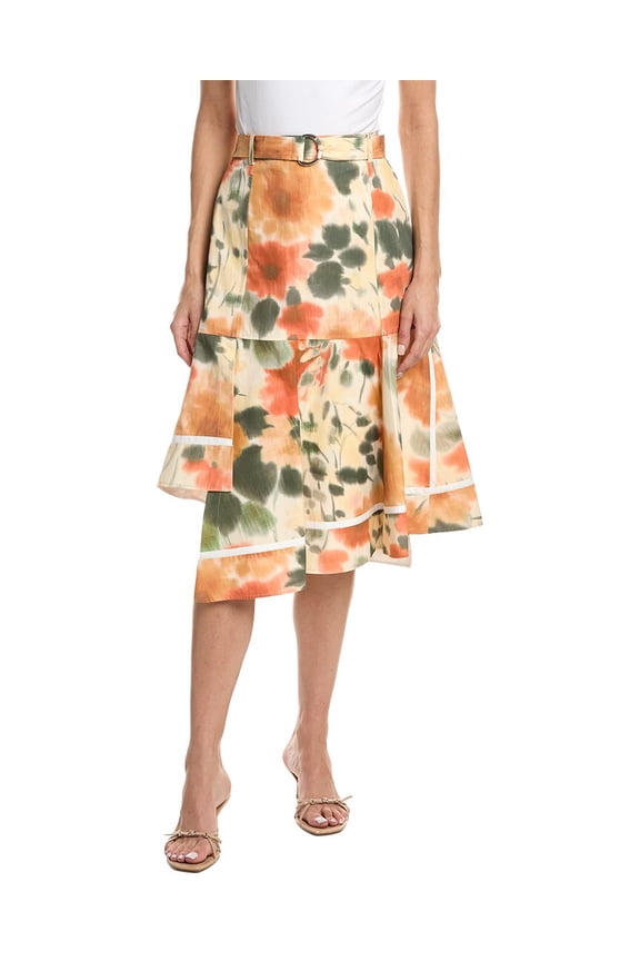 womens  Blurred Marigold Asymmetric Panel Skirt, 2