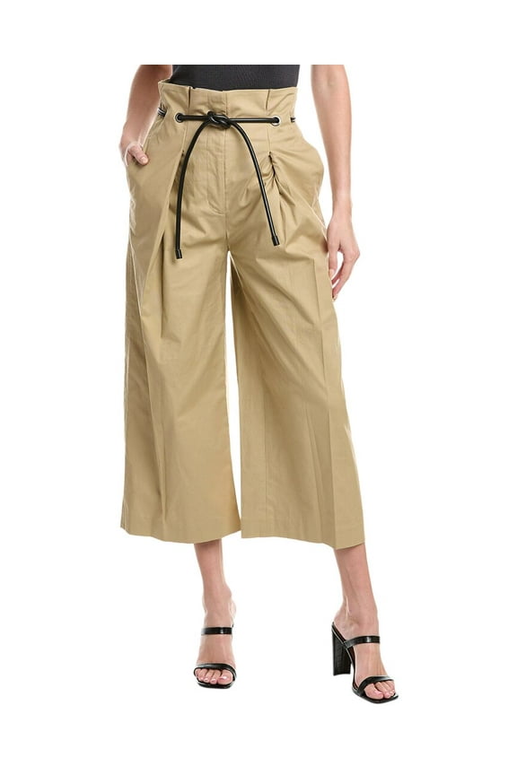 womens Cropped Wide-Leg Pant, 8, Tan