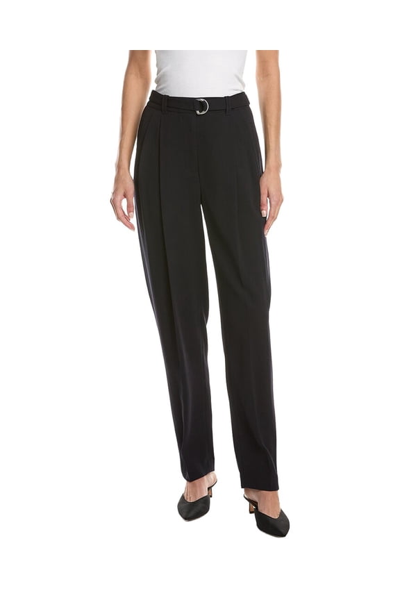 womens Double Pleat Tapered Wool Trouser, 2