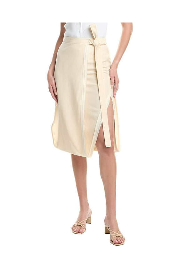 womens Endless Loop Wool-Blend Skirt, 4, Tan