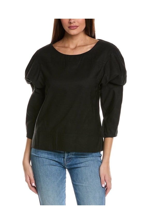 womens  Puff Sleeve Top, 2, Black