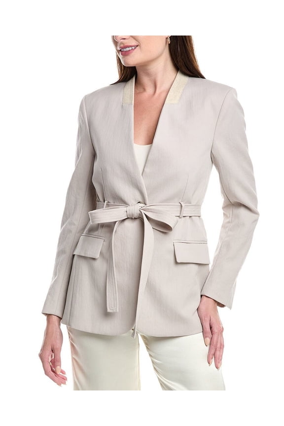 womens Relaxed Wool-Blend Blazer, 10, Tan