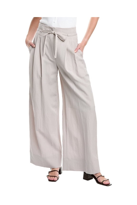 womens Relaxed Wool Pant, 0, Brown