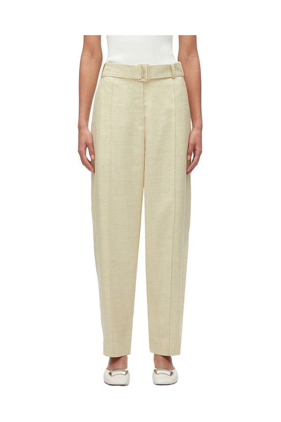 womens Tailored Belted Tapered Linen-Blend Trouser, 00