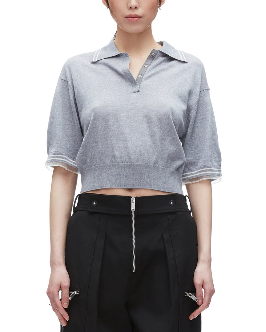 3.1 Phillip Lim Womens Wool Cropped Polo Sweater, m
