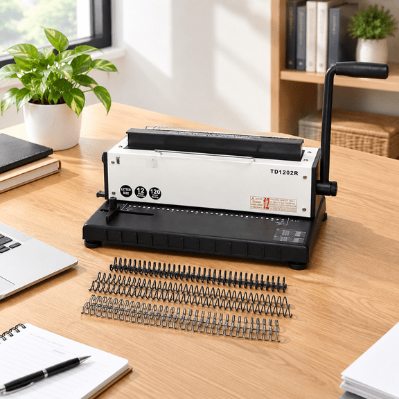 3:1 Pitch Wire Binding Machine, 12-Sheet Punch, 120-Sheet Capacity