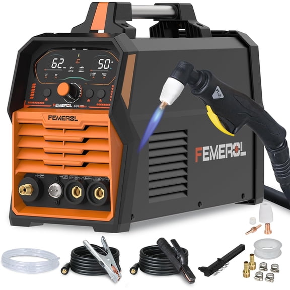 3 in 1 Plasma Cutter/LIFT TIG/Stick Welder,50Amp Plasma Cutter Machine 200A Stick and LIFT TIG Welder, Large LED Display IGBT 110/220V Dual Voltage Plasma Cutter Welder Combo