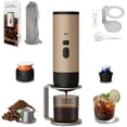 thumbnail image 1 of 3 In 1 Portable Coffee Maker, 15 Bar Portable Espresso Machine with LED Display and USB, Travel Coffee Maker Self-Heating, Compatible with Ground Coffee & Capsules(Ns&DG) for RV, Office (Champagne), 1 of 9