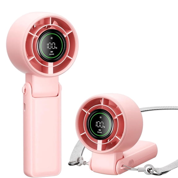 3 IN 1 Portable Fan, Turbo Handheld Fan, USB Rechargeable Mini Personal [22H Max Cooling Time], 5000mAh Battery Powered Small Foldable Pocket for Travel, Summer, Gifts for Women, Girls -Pink