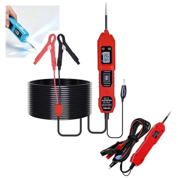 3 in 1 Power Circuit Probe Tester,Dc 3.5v-36v Car Electrical System Diagnostic Tool,Digital Car Electrical Tester with Led Work Light for Vehicles & Engineering Machinery (Red)