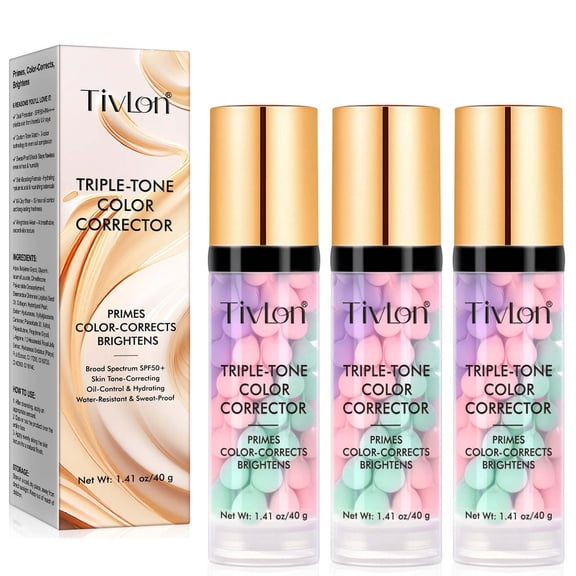 3 In 1 Primer for Face Before Makeup, SPF 50 PA+++, Sunscreen Isolation Cream, One Step Color Corrector Primer, Moisturizing Skin Tone Correcting, Radiance Skin - 3PACK