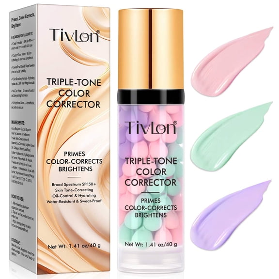 3 In 1 Primer for Face Before Makeup, SPF 50 PA+++, Sunscreen Isolation Cream, One Step Color Corrector Primer, Moisturizing Skin Tone Correcting, Radiance Skin - 40G