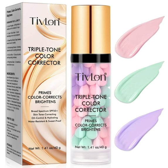 3 In 1 Primer for Face Before Makeup, SPF 50 PA+++, Sunscreen Isolation Cream, One Step Color Corrector Primer, Moisturizing Skin Tone Correcting, Radiance Skin - 40G