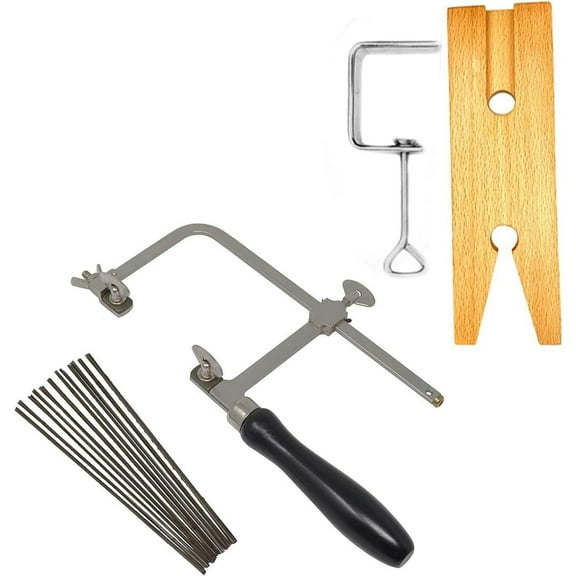 3 in 1 Professional Jeweler's Saw Set Saw Frame 144 Blades Wooden Pin Clamp Wood Metal,Adjustable Saw Frame Used for drilling and sawing Cutting, filing, and refining DIY jewelry making