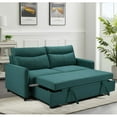 thumbnail image 1 of 3 in 1 Queen Convertible Sofa Bed, 75" Sleeper Sofa, Futon Sofa Couch with Pullout Bed & 3-Angle Adjustable Backrest,Velvet Upholstered Loveseat Lounge Sofa, for Living Room Guestroom Office, Green, 1 of 8