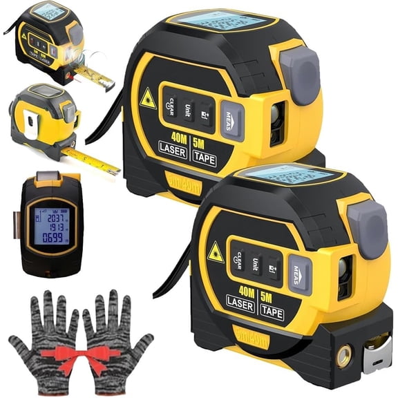 3 in 1 Range Finder Tape Measure, The Ruler with LED Display and Data Storage, Digital Tape Measure with Cross Line, 16ft Tape, 135ft Rangefinder, Durable Abs Case, Gift for Man