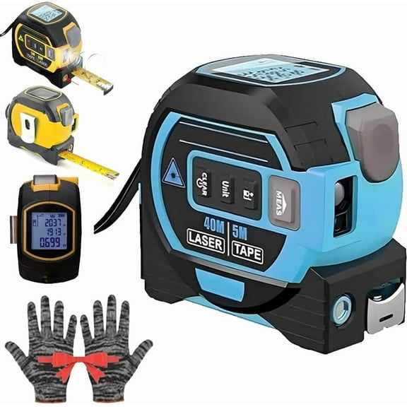 3 in 1 Range Finder Tape Measure, The Ruler with LED Display and Data Storage, Digital Tape Measure with Cross Line, 16ft Tape, 135ft Rangefinder, Durable Abs Case, Gift for Man