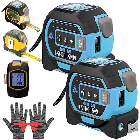 3 in 1 Range Finder Tape Measure, The Ruler with LED Display and Data Storage, Digital Tape Measure with Cross Line, 16ft Tape, 135ft Rangefinder, Durable Abs Case, Gift for Man