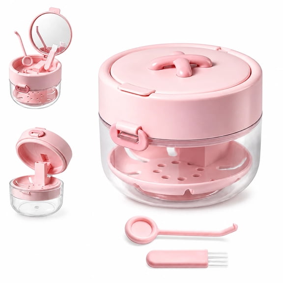 3 in 1 Retainer Cleaner Case Denture Bath Case No-Leak Retainer Case with Lid Denture Container Cups for Soaking Full & Partial Dentures for Home Travel