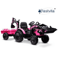 thumbnail image 1 of 3 in 1 Ride on Tractor, Excavator & Bulldozer, 24V Ride on Car Toy Electric Vehicle w/Trailer, Shovel Bucket, Digger, Remote Control, EVA Tires, LED Lights, Music, USB & Bluetooth, Pink, 1 of 6