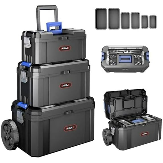 3 IN 1 Rolling Tool Box With Wheels,Stackable Tool Box,Modular Tools ...