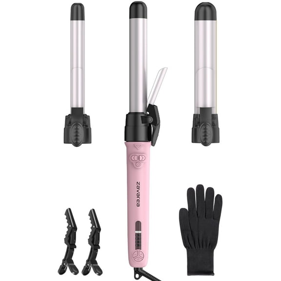 3 in 1 Rotating Curling Iron Set,Automatic Curler with 3 Interchangeable Curling Wands for, Magnetic Tube,Adjustable Temp,Instant Heat Hair Styling Tools for All Hair Types