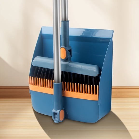3 - In - 1 Rotating Magnetic Folding Broom & Dustpan Set. Thickened, Non - Stick Soft Bristles for Home. Cleans Pet Hair. Available in Blue/Orange/White