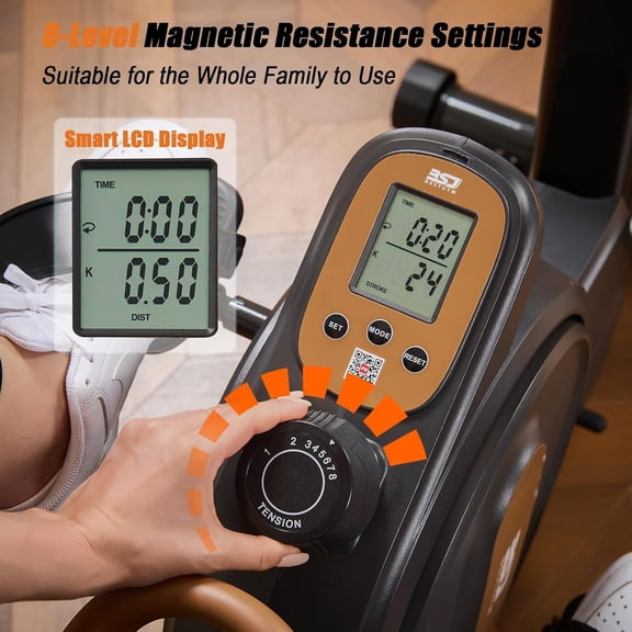 3 in 1 Rowing Machine, Dual Slide Rail 6-Level Adjustable Height with Max 350lb Weight Capacity, Home Fitness Rower for Full Body Workout, App Compatible$$Sport & Recreation Other