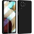 thumbnail image 1 of 【3 in 1 for Samsung Galaxy A12 case, with 2 Pack Screen Protector, Camera Protection，Liquid Silicone Slim Shockproof Protective Phone Case [Microfiber Lining] (Navy Blue), 1 of 12