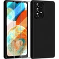 thumbnail image 1 of 【3 in 1 for Samsung Galaxy A23 5G case, with 2 Pack Screen Protector, Camera Protection，Liquid Silicone Slim Shockproof Protective Phone Case [Microfiber Lining] (Black), 1 of 12