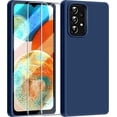 thumbnail image 1 of 【3 in 1 for Samsung Galaxy A23 5G case, with 2 Pack Screen Protector, Camera Protection，Liquid Silicone Slim Shockproof Protective Phone Case [Microfiber Lining] (Navy Blue), 1 of 12