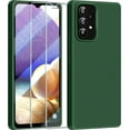 thumbnail image 1 of 【3 in 1 for Samsung Galaxy A32 5G case, with 2 Pack Screen Protector, Camera Protection，Liquid Silicone Slim Shockproof Protective Phone Case 6.5inch [Microfiber Lining] (Alpine Green), 1 of 11