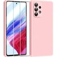 thumbnail image 1 of [3 in 1 for Samsung Galaxy A53 5G case, with 2 Pack Screen Protector, Camera Protection，Liquid Silicone Slim Shockproof Protective Phone Case [Microfiber Lining] (Pink), 1 of 12