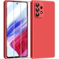 thumbnail image 1 of [3 in 1 for Samsung Galaxy A53 5G case, with 2 Pack Screen Protector, Camera Protection，Liquid Silicone Slim Shockproof Protective Phone Case [Microfiber Lining] (Red), 1 of 12