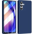 thumbnail image 1 of [3 in 1 for Samsung Galaxy A54 5G case, with 2 Pack Screen Protector, Camera Protection，Liquid Silicone Slim Shockproof Protective Phone Case [Microfiber Lining] (Navy Blue)…, 1 of 12