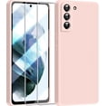 thumbnail image 1 of 3 in 1 for Samsung Galaxy S21 Case, with 2 Pack Screen Protector, with Full Camera Cover Protection，Liquid Silicone Slim Shockproof Protective Phone Case 6.2 inch (Pink)………, 1 of 12